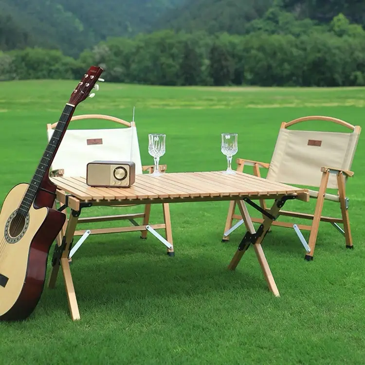Solid Wood Portable Car Folding Egg Roll Table